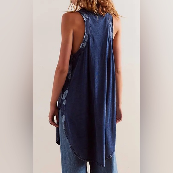 NWOT Free People We The Free Lilah Tank Tunic in Indigo Size Small - Picture 9 of 11